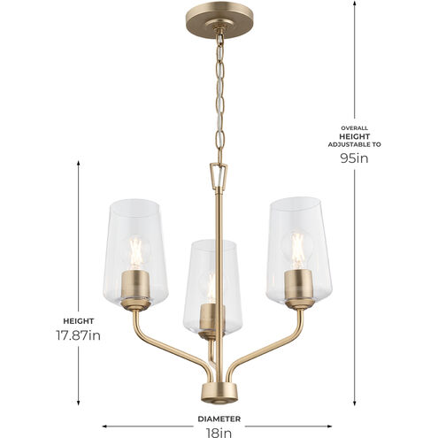 Celino 3 Light 18 inch Champagne Bronze Chandelier Ceiling Light