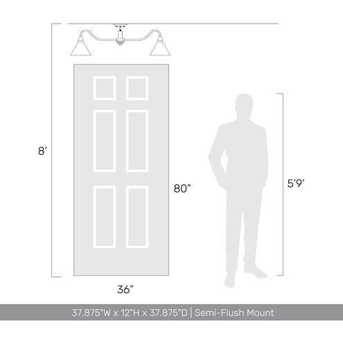 Jasper 6 Light 37.88 inch Antique Black Iron Semi-Flush Ceiling Light