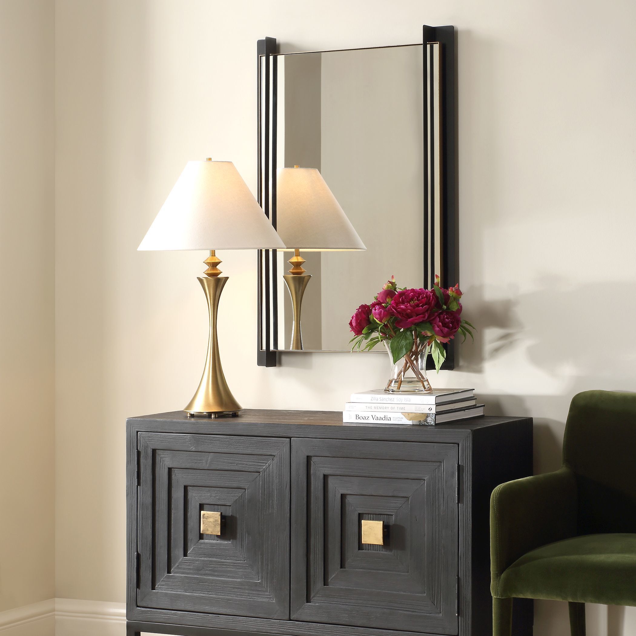 Cunene 39.25 X 26 inch Gold Leaf and Matte Black Wall Mirror