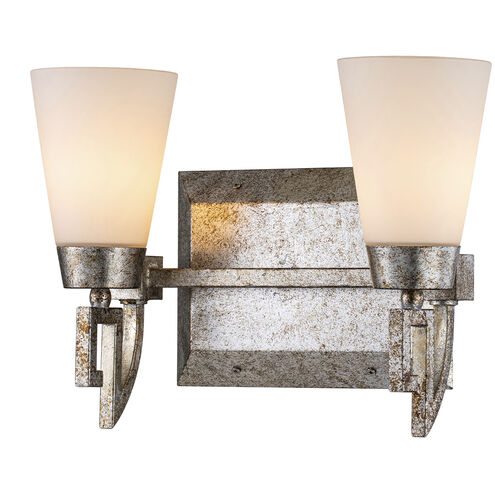 Lemuria 2 Light 14 inch Silver Leaf Bath Bar Wall Light