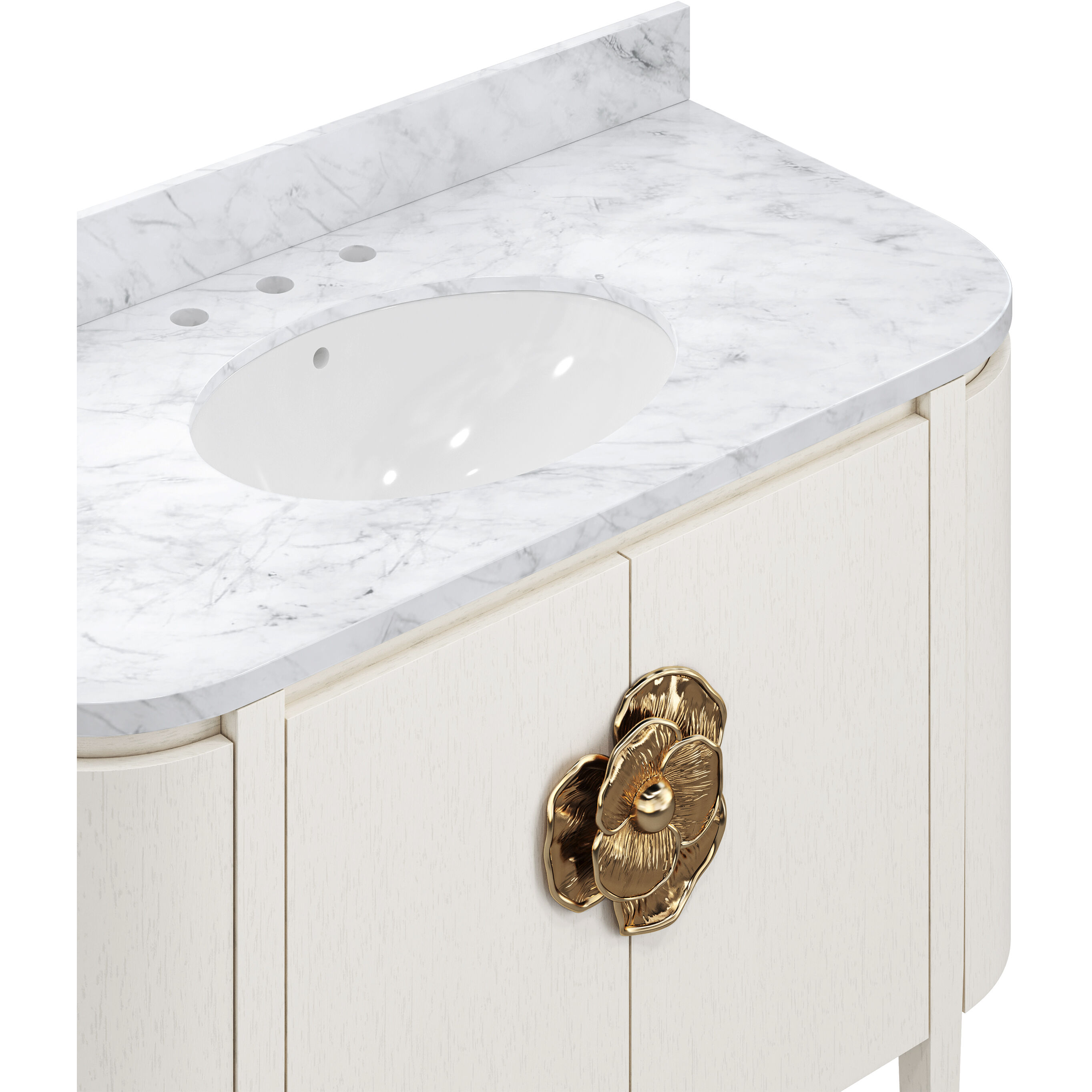 Briallen 48 X 34.25 inch Cerused White/Natural/White/Polished Brass Vanity with Undermount Sink