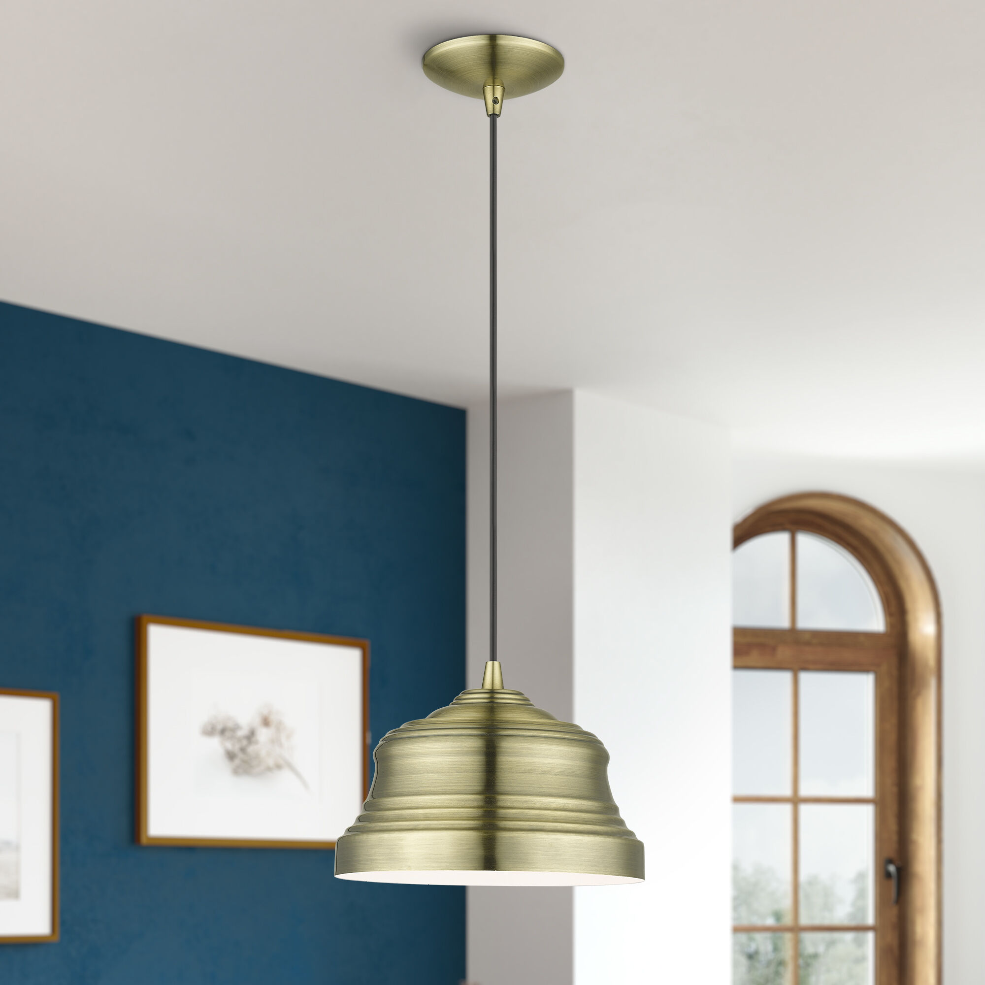 Endicott 1 Light 10 inch Antique Brass Pendant Ceiling Light