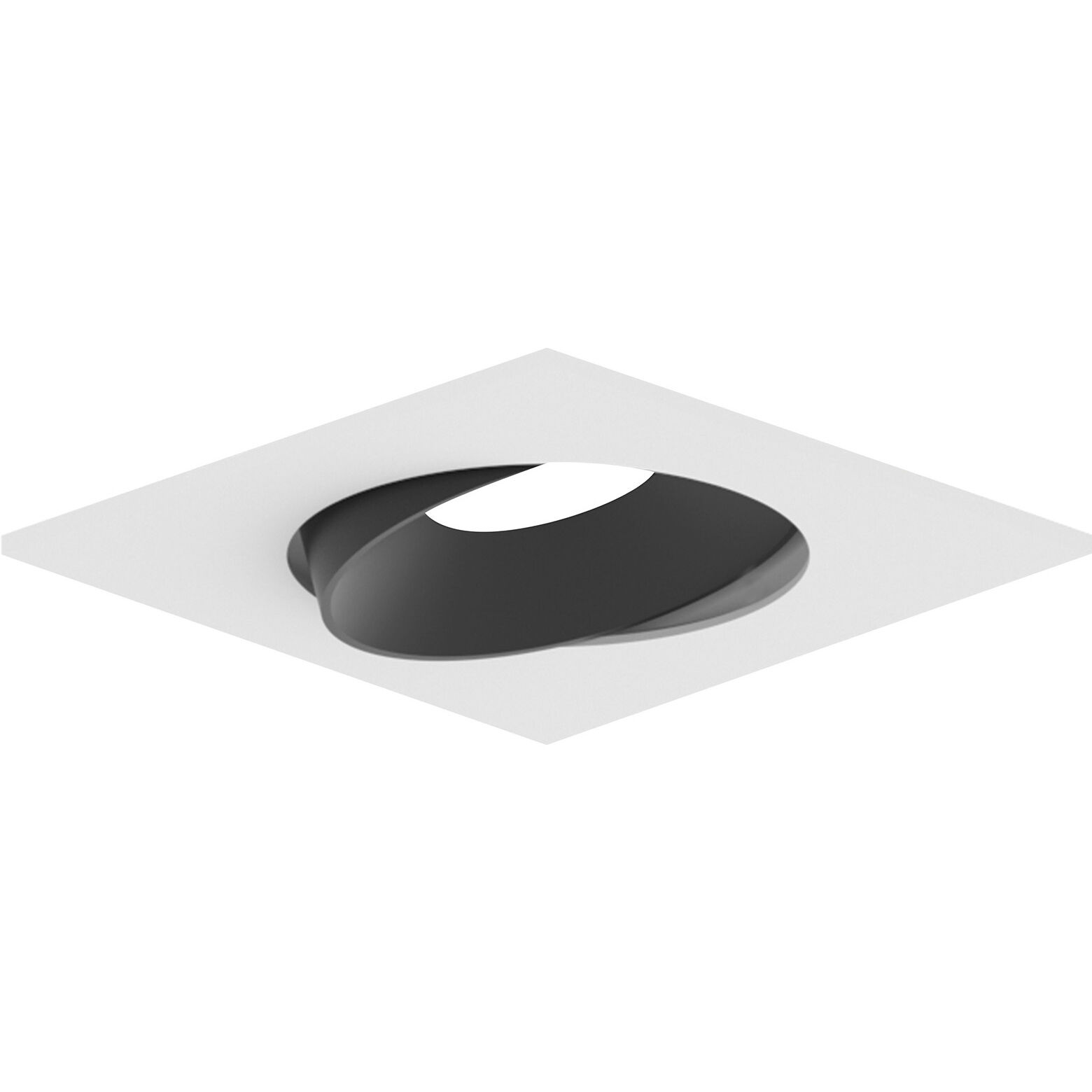 Pearl Black Reflector / Warm White Flange LED Square Adjustable Cone Retrofit in 3000K, Black / Warm White, 4" Retrofit
