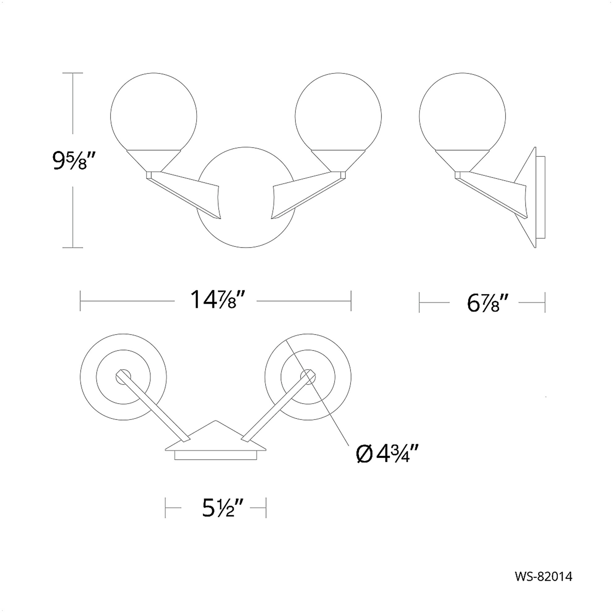Double Bubble Wall Sconce Wall Light in 15in., Satin Nickel