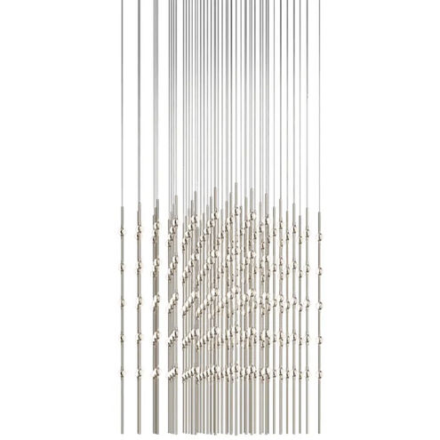 Constellation Cosmic Cube LED 30 inch Satin Nickel Chandelier Ceiling Light in 2700K, 20 ft. Cord, White Optical Acrylic