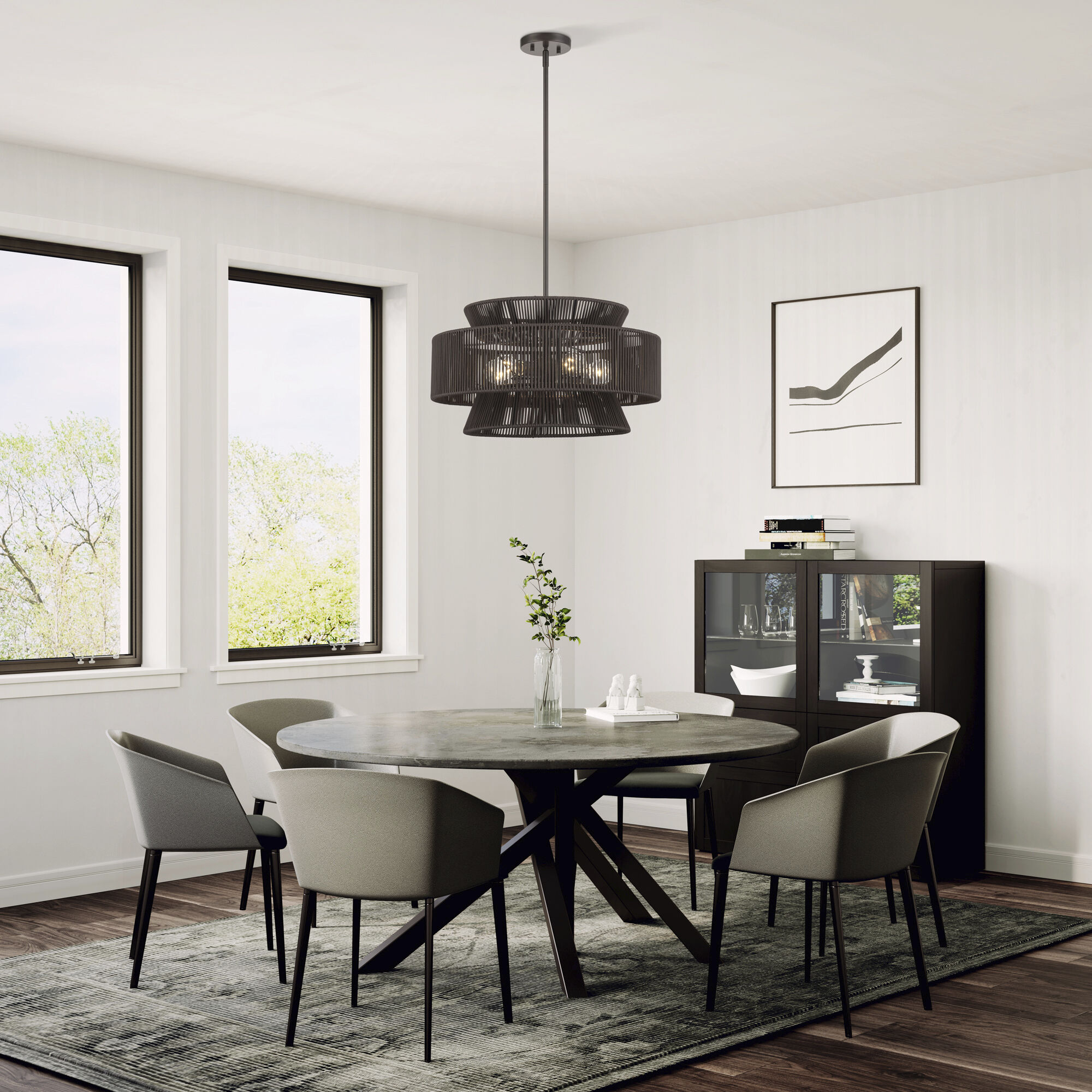 Florell 5 Light 22 inch English Bronze Pendant Chandelier Ceiling Light