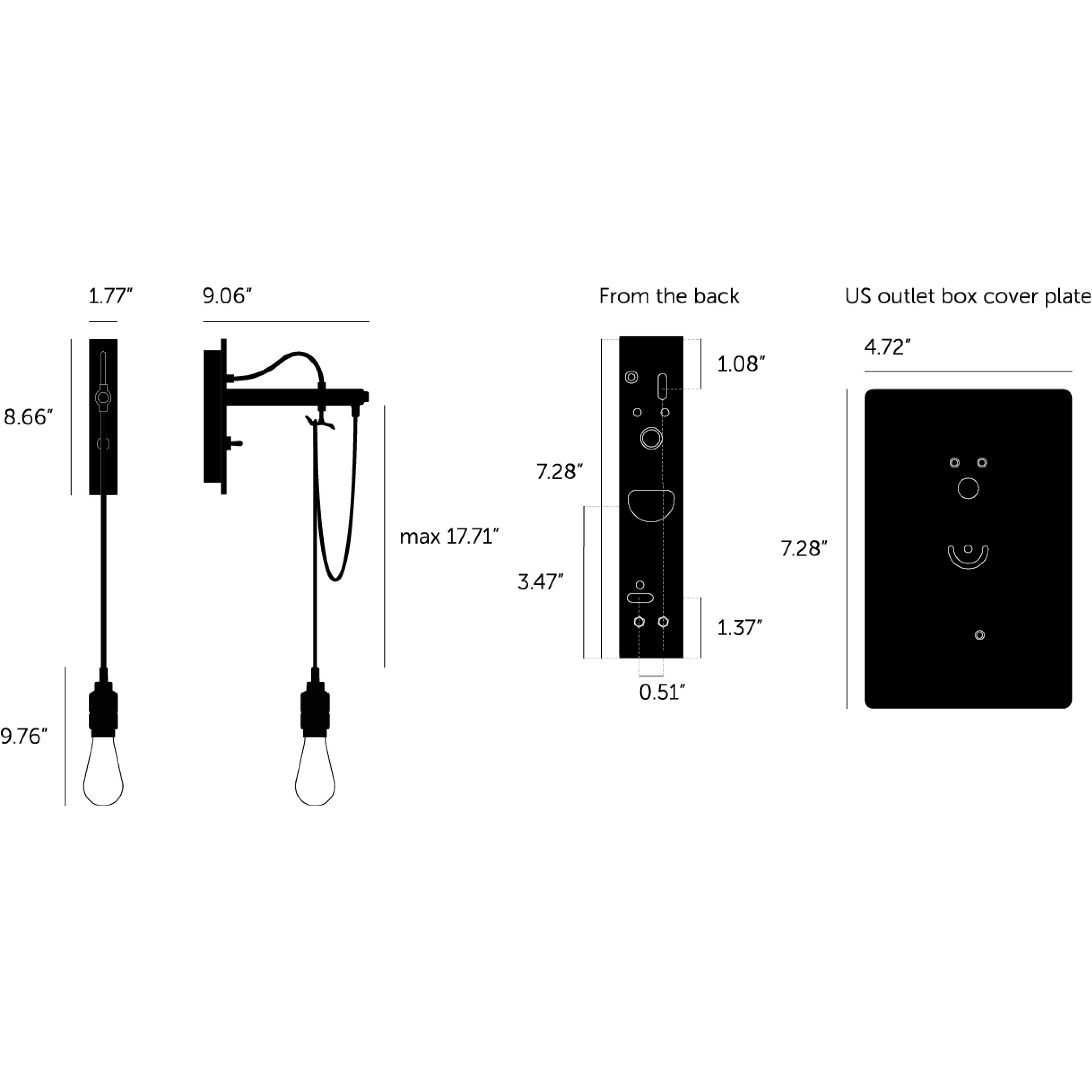 Hooked Wall Light in Stone / Smoked Bronze, Nude