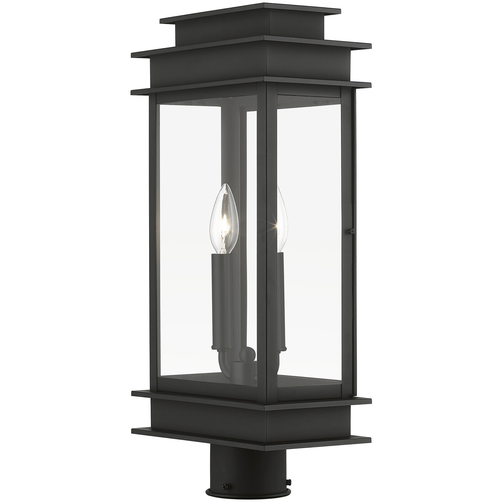 Princeton 2 Light 21 inch Black with Polished Chrome Outdoor Post Top Lantern, Large