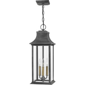 Heritage Adair LED 9 inch Aged Zinc with Antique Nickel and Heritage Brass Outdoor Hanging Lantern