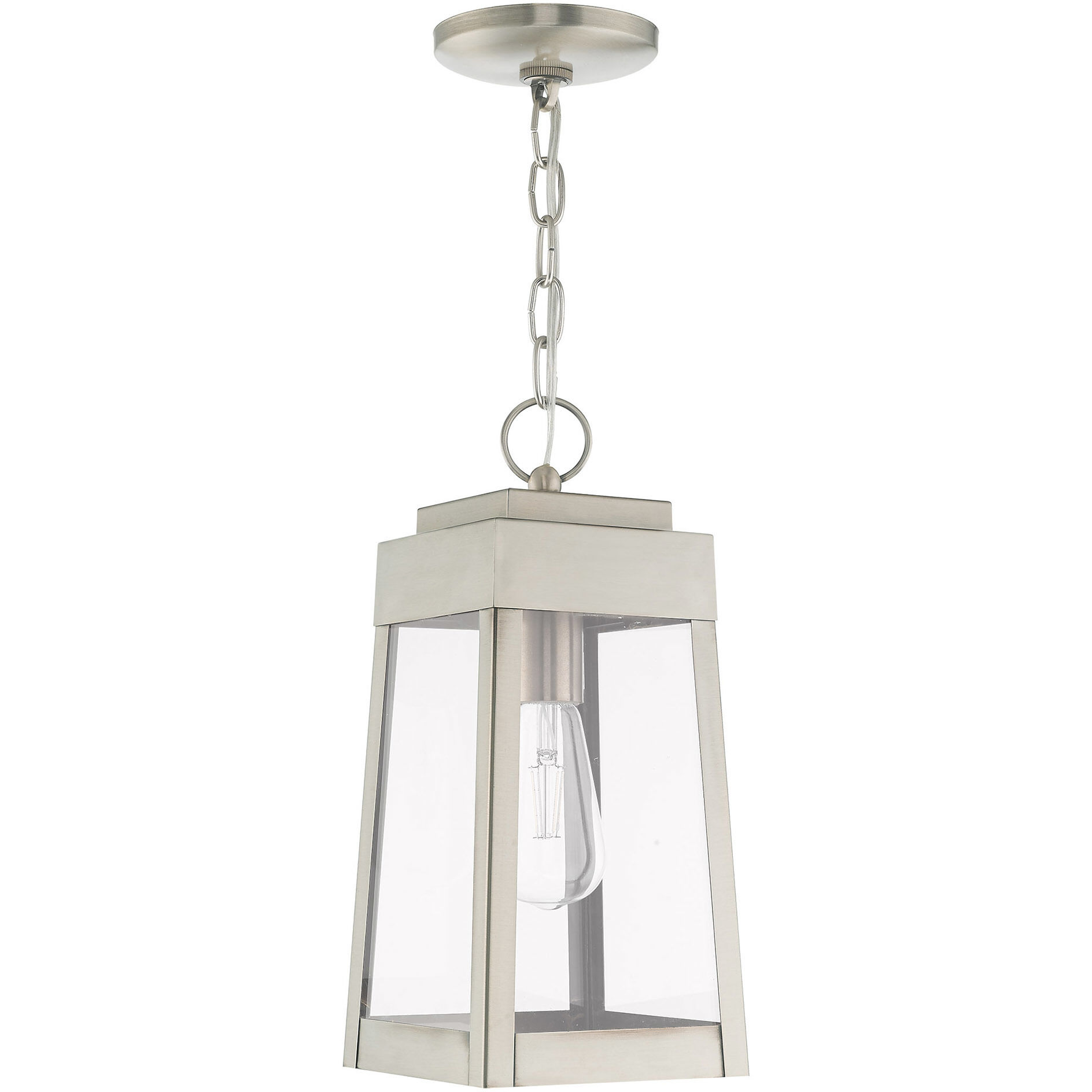 Oslo 1 Light 6 inch Brushed Nickel Outdoor Pendant Lantern