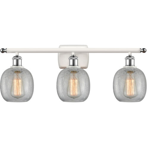 Ballston Belfast 3 Light 26 inch White and Polished Chrome Bath Vanity Light Wall Light in Clear Crackle Glass, Ballston