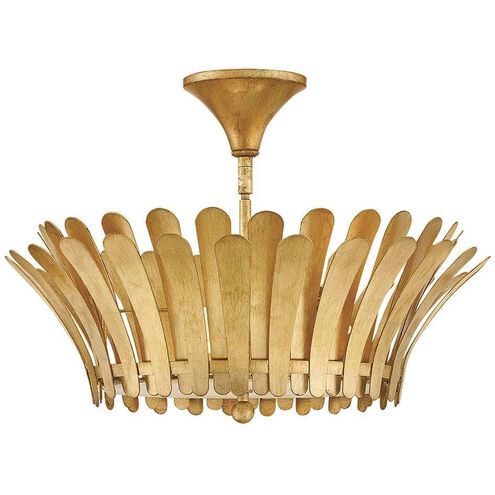Reina 3 Light 20 inch Distressed Brass Semi-flush Mount Ceiling Light