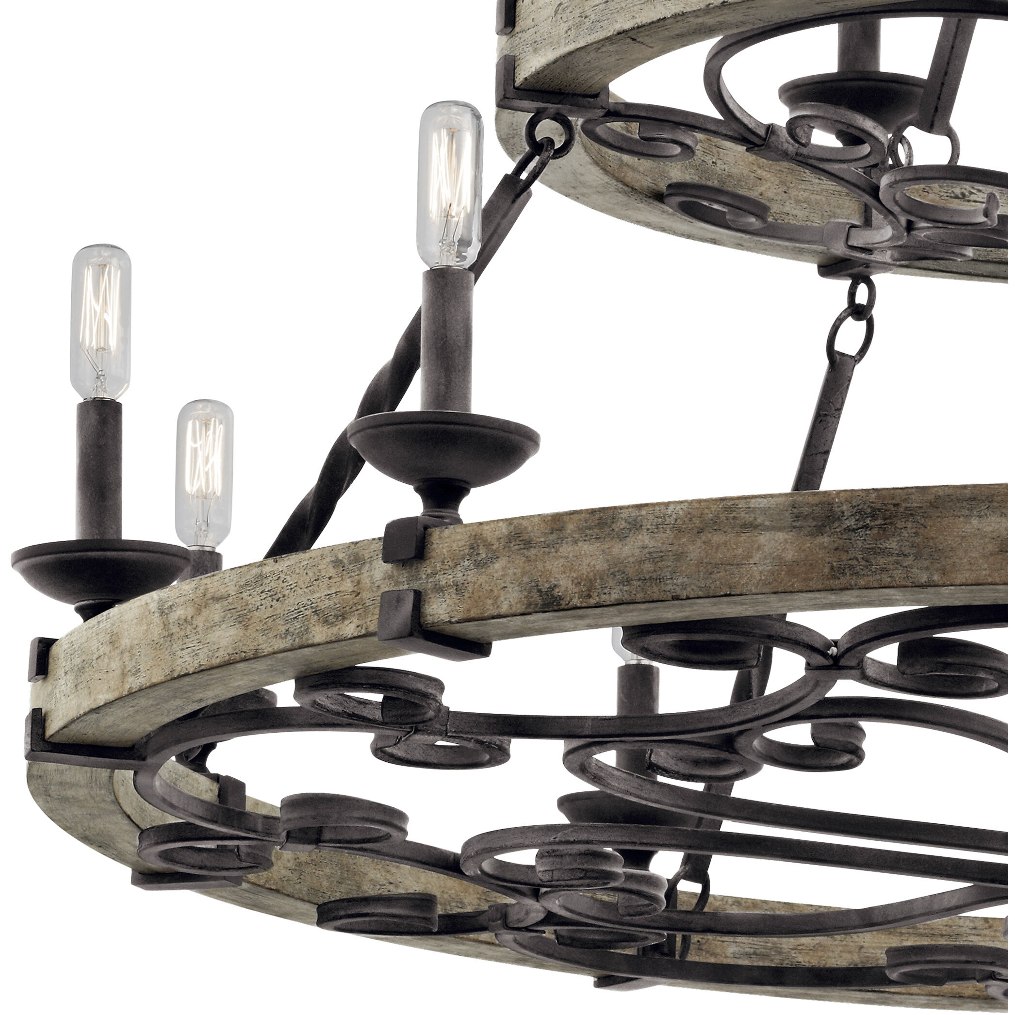 Taulbee 15 Light 44 inch Weathered Zinc Chandelier 2 Tier Large Ceiling Light, 2 Tier