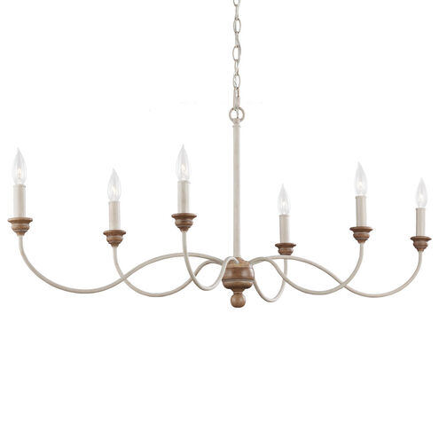 Hartsville 6 Light 42.5 inch Chalk Washed / Beachwood Chandelier Ceiling Light