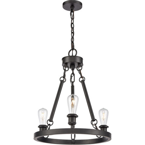 Ballston Saloon 3 Light 20 inch Matte Black Chandelier Ceiling Light in Incandescent, Ballston