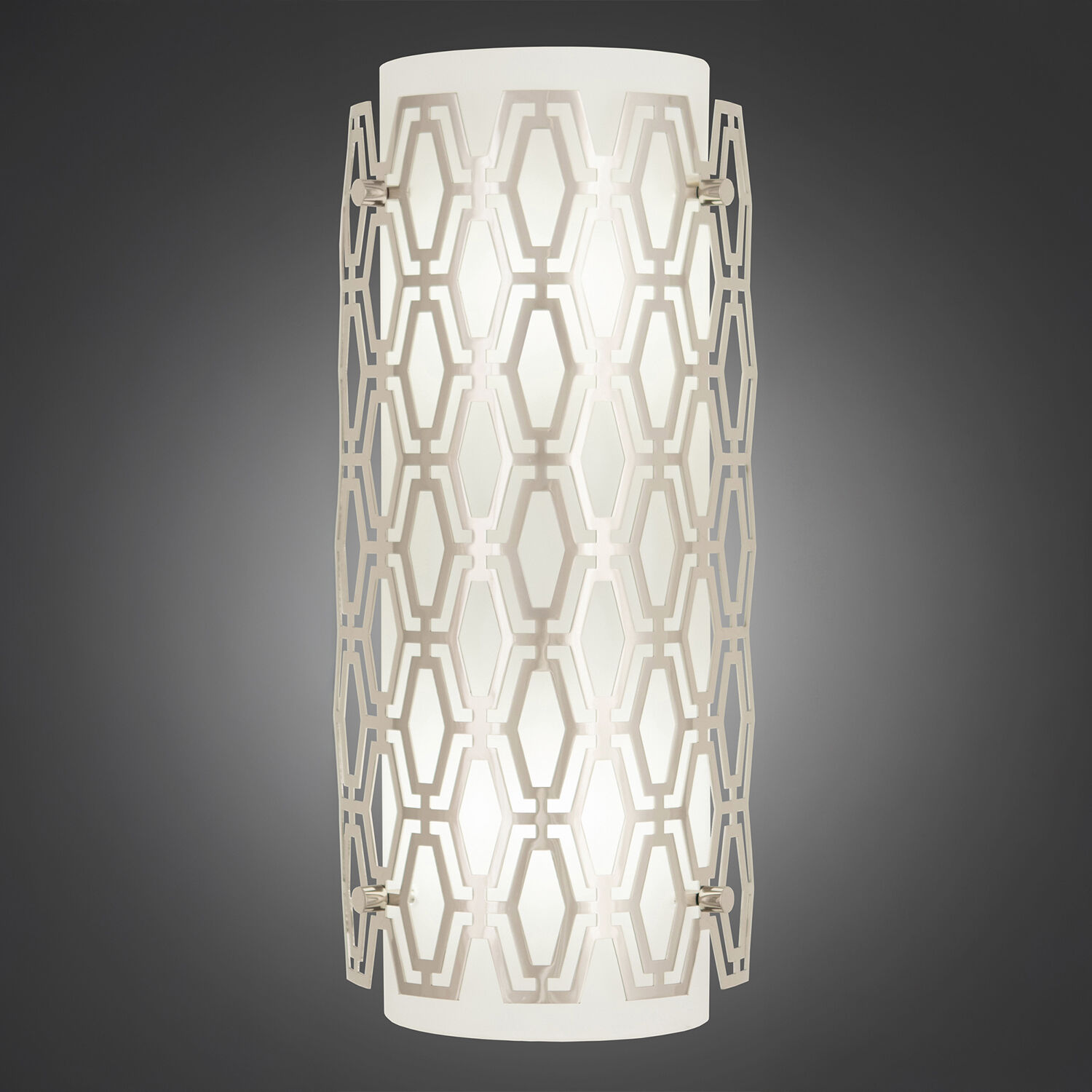 Marcel Wall Sconce Wall Light in Polished Nickel, Frosted Cased White Glass, Geometric Framing