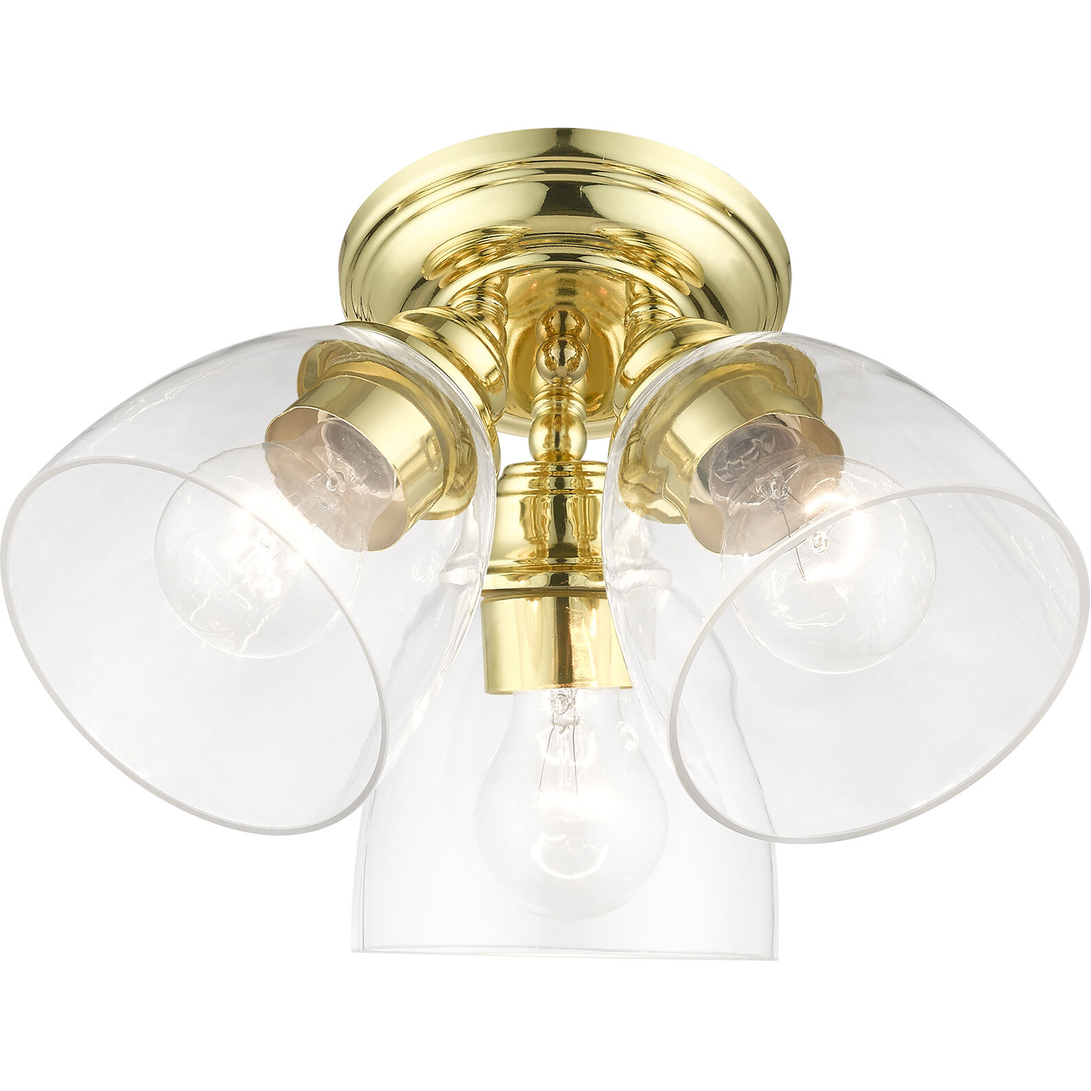 Montgomery 3 Light 14 inch Polished Brass Semi-Flush Ceiling Light