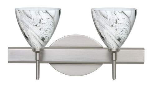 Mia 2 Light 15 inch Satin Nickel Vanity Lighting Wall Light in Halogen, Marble Grigio Glass