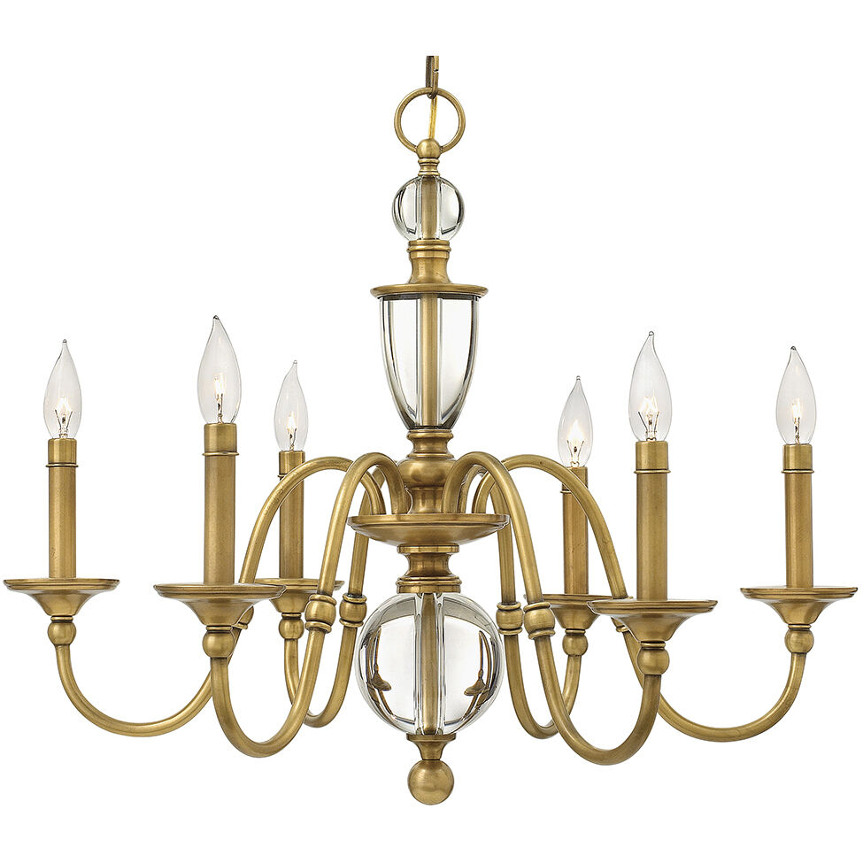Eleanor 6 Light 27.25 inch Heritage Brass Indoor Chandelier Ceiling Light