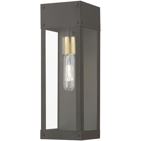 Barrett 1 Light 15 inch Bronze with Antique Brass Candle Outdoor Wall Lantern