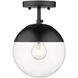 Dixon 1 Light 7.5 inch Matte Black Semi-Flush Mount Ceiling Light, Damp