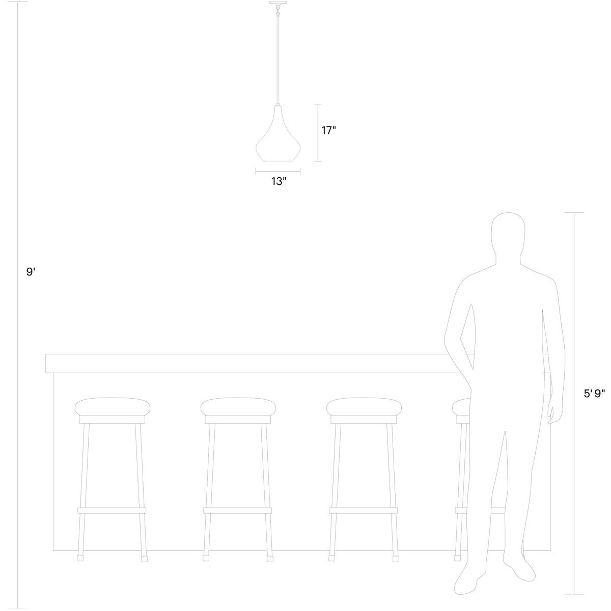 Mora 1 Light 13 inch Brushed Nickel Pendant Ceiling Light