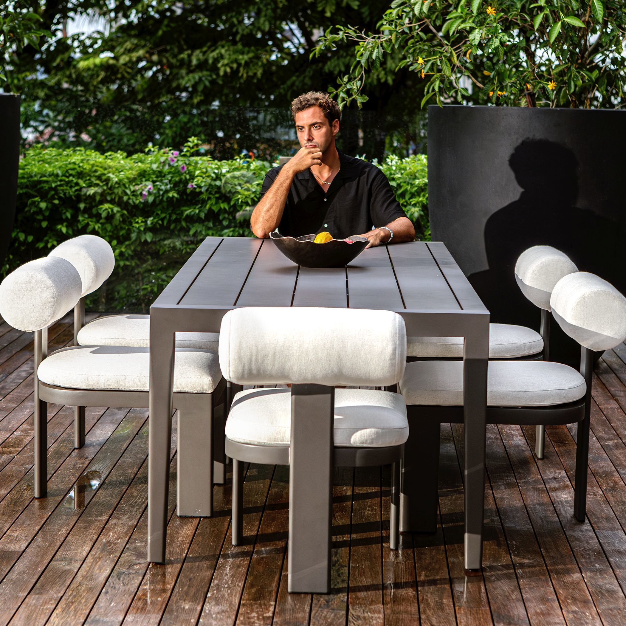Polanco 92 X 29.75 inch Java Black Outdoor Dining Table