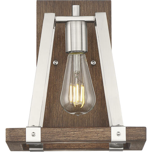 Outrigger 1 Light 9.5 inch Brushed Nickel and Nutmeg Wood Wall Sconce Wall Light