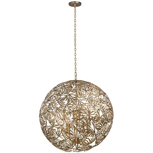 Jardin 8 Light 32 inch Oxidized Gold Leaf Pendant Ceiling Light