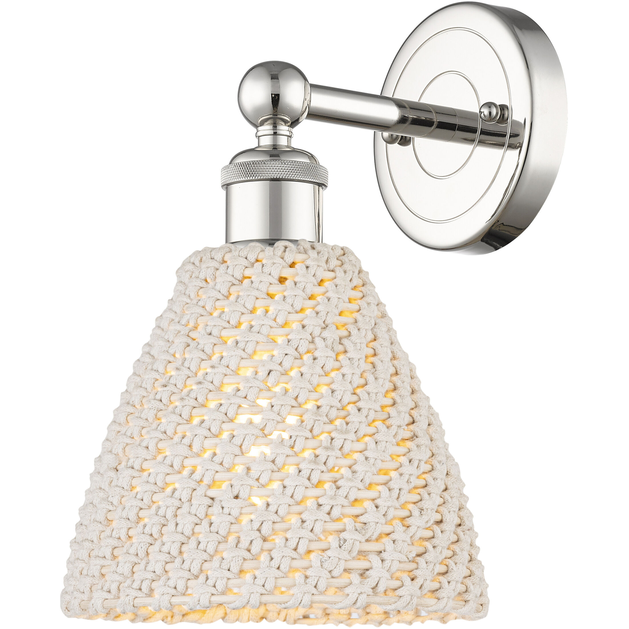 Edison Bristol Natural Armed Sconce Wall Light in Polished Nickel