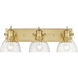 Hines 3 Light 25 inch Brushed Champagne Bronze Bath Vanity Wall Light in Seeded Glass