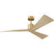 Adler 52 inch Burnished Brass with Washed White Oak ABS Blades Ceiling Fan