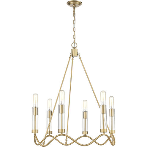 Celsius 6 Light 27 inch Satin Brass with Clear Chandelier Ceiling Light