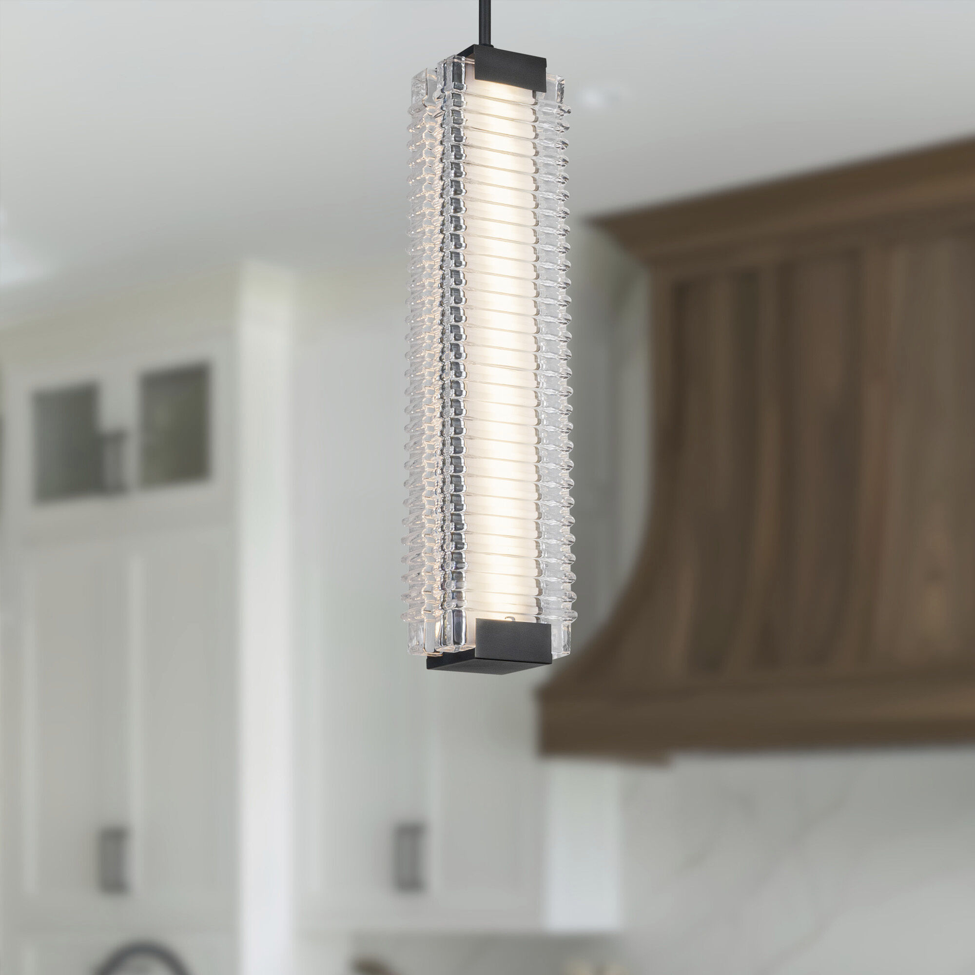 Alai LED 4.13 inch Urban Bronze/Ribbed Glass Pendant Ceiling Light