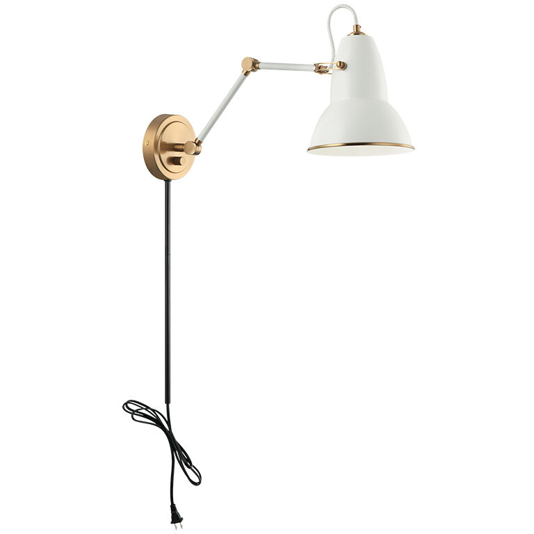 Buzz Wall Sconce Wall Light in Aged Gold Brass and White