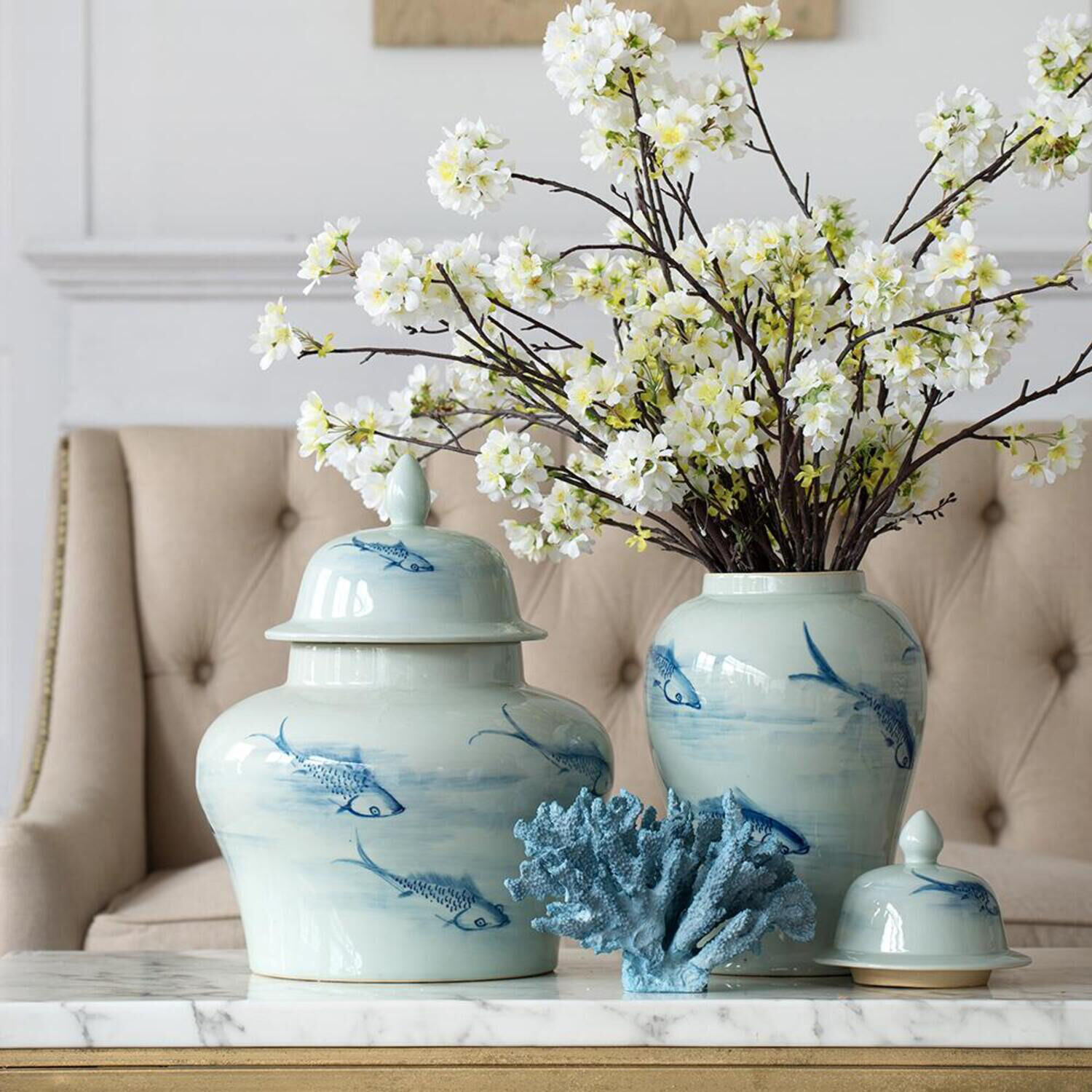 Koi 18.9 X 9.4 inch Vase