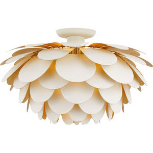 Chapman & Myers Cynara Flush Mount Ceiling Light in White and Gild, XL