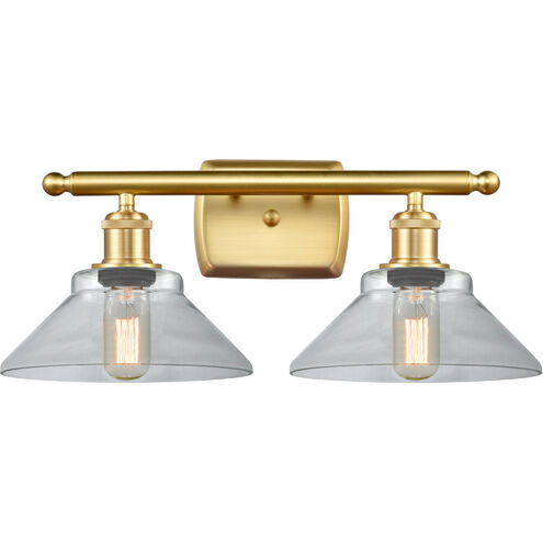 Ballston Orwell 2 Light 18 inch Satin Gold Bath Vanity Light Wall Light in Clear Glass, Ballston