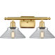 Ballston Orwell 2 Light 18 inch Satin Gold Bath Vanity Light Wall Light in Clear Glass, Ballston