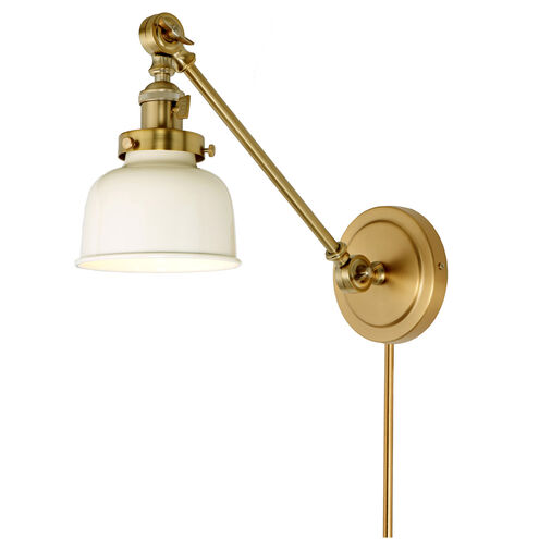 Soho 21 inch 100 watt Satin Brass and Ivory Swing Arm Wall Sconce Wall Light