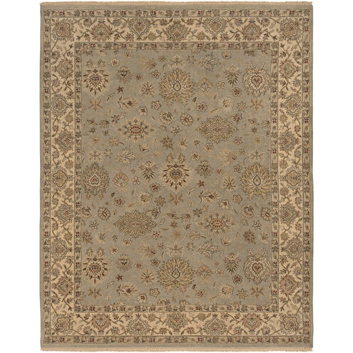 Dinar 36 X 24 inch Sage / Ivory / Tan / Dark Brown / Olive Handmade Rug