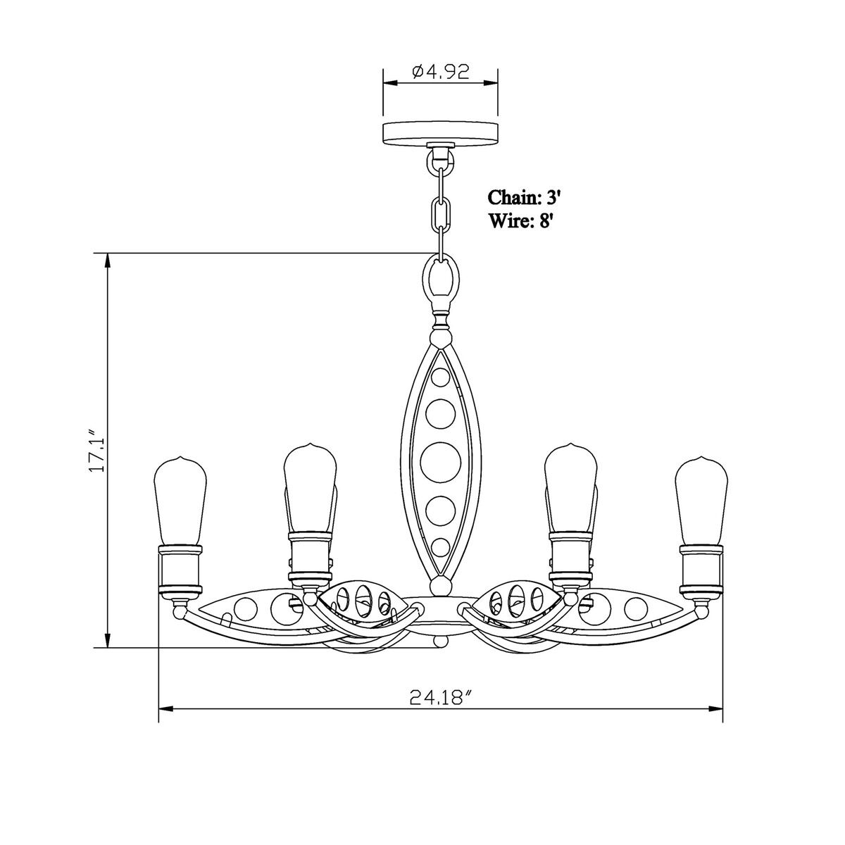 Signature 6 Light 24 inch Antique Bronze Chandelier Ceiling Light