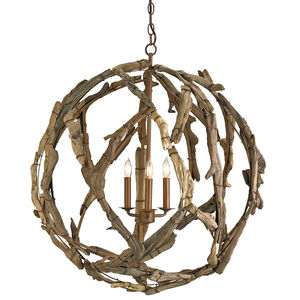Driftwood 3 Light 29 inch Natural/Washed Driftwood Orb Chandelier Ceiling Light