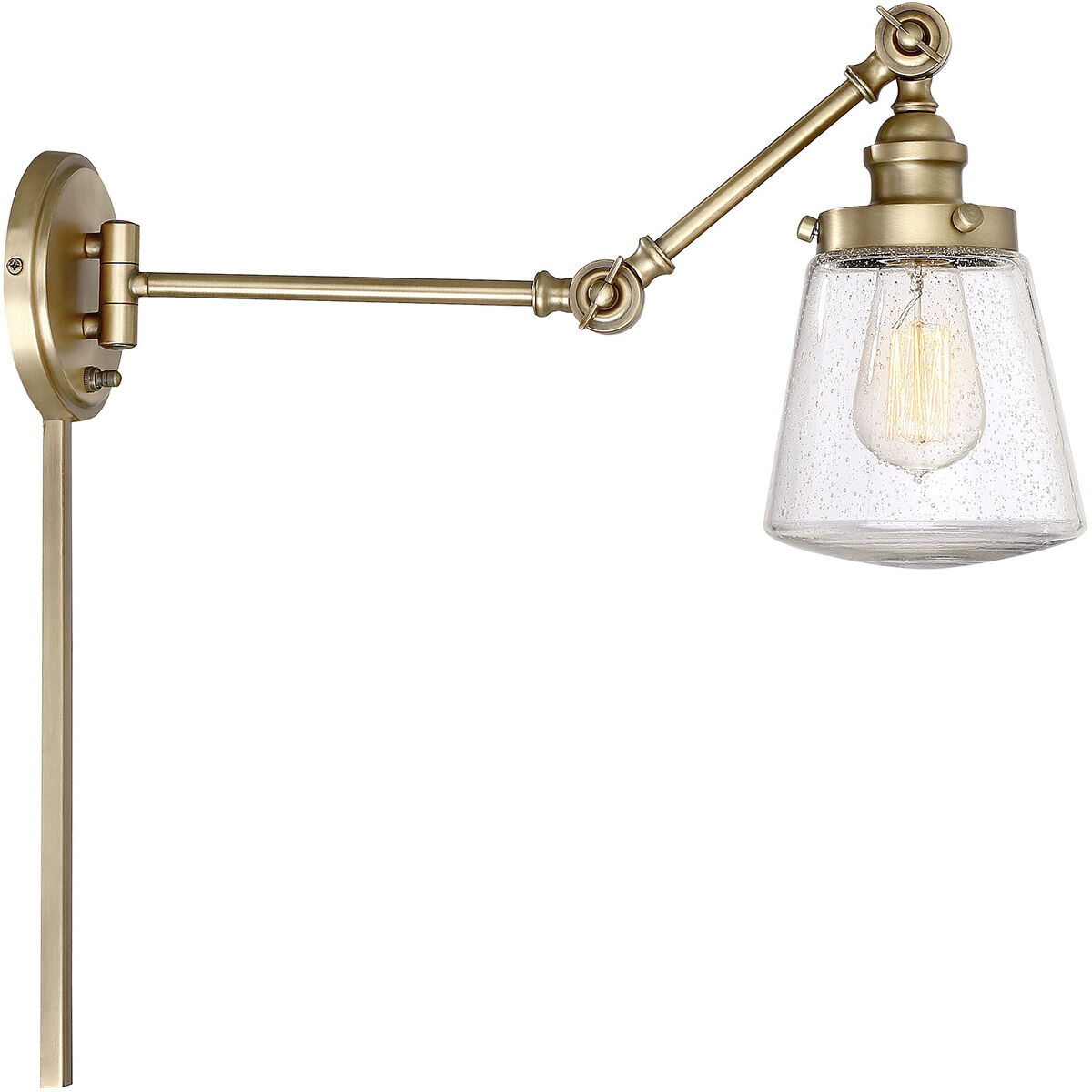 Industrial 6 inch 60 watt Natural Brass Adjustable Wall Sconce Wall Light