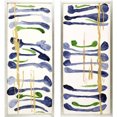 Tempo Blue and Green and Metallic Framed Art
