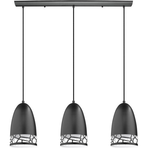 Savignano 3 Light 32 inch Matte Black and White Linear Pendant Ceiling Light