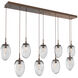 Meteo LED LED Burnished Bronze Linear Pendant Ceiling Light in 2700K LED, Geo Inner - Clear Outer, Multi-Pendant