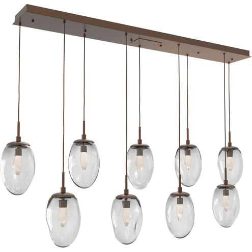 Meteo LED LED Burnished Bronze Linear Pendant Ceiling Light in 2700K LED, Geo Inner - Clear Outer, Multi-Pendant
