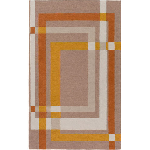 Kismet 90 X 60 inch Brown and Orange Area Rug, Wool and Cotton