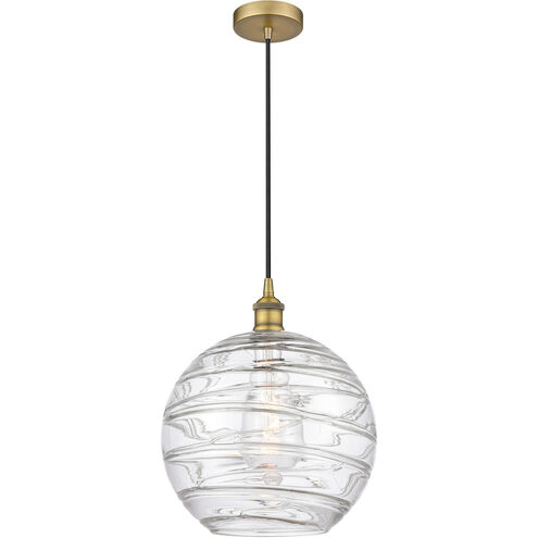 Edison Athens Deco Swirl 1 Light 12 inch Brushed Brass Mini Pendant Ceiling Light